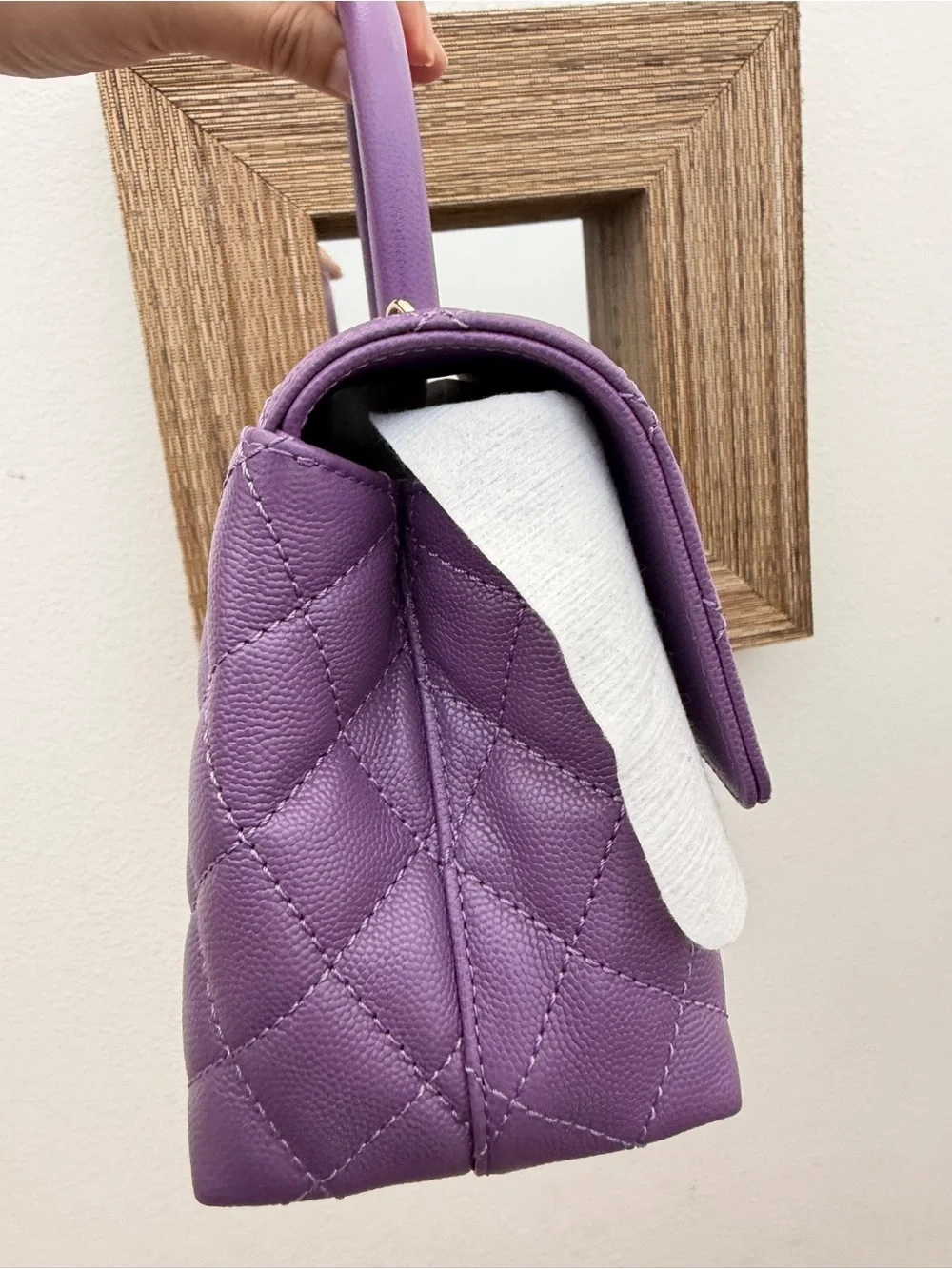 NEW w/ Receipt CHANEL 22P Purple Violet Caviar Light GHW Small Coco Handle Flap